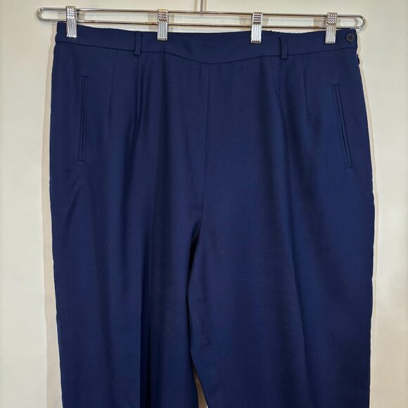 Talbots Pants Women 20 W Navy Blue Wool Wide Leg Trouser Classic Pants S… - Picture 2 of 9